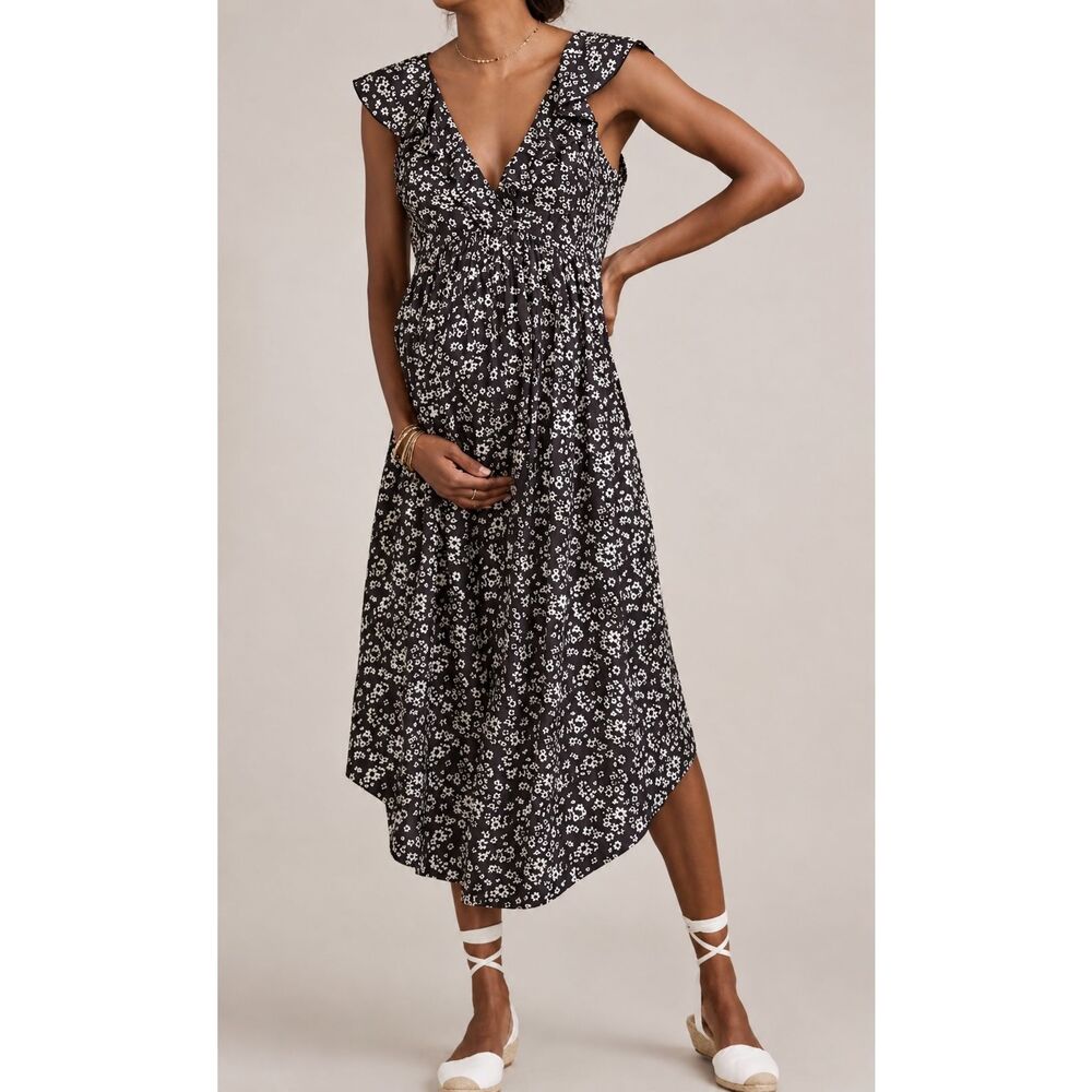 NWOT HATCH Collection Briana Floral Ruffle silk blend Maternity Maxi Dress, $228